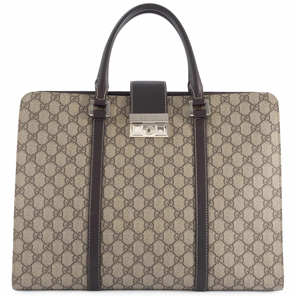 Gucci Bag Business GG Supreme Beige Brown Fits Briefcase